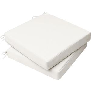 AAAAAcessories Outdoor Seat Cushions for Chairs, Waterproof, Fade-Resistant, 20" x 20" x 3", Patio Furniture Replacement Cushions, Set of 2, Creamy White