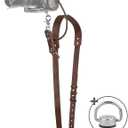 Leather Camera Strap for One Camera - Professional Single Leather Harness Shoulder Strap Quick Release Gear DSLR/SLR, Camera Accessories for Photography, Brown
