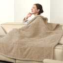 Electric Blanket Heated Throw Ultra Soft Sherpa, 50"x 60" with 5 Heat Settings & 4H Timer, Machine Washable, Milk Coffee