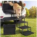 Extra Wide Dog Stairs for Car, Foldable Pet Steps for Large Dogs with Non Slip Surface, Dog Ramp for Truck and SUV, Portable Pet Stairs Supports Up to 150 Lbs (5 Steps)