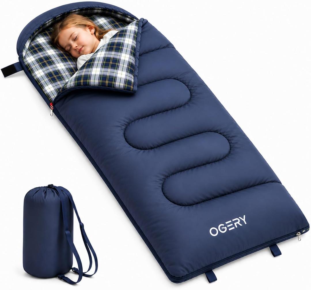 Kids Sleeping Bag for Camping, 3 Season Toddler Sleeping Bag, Single