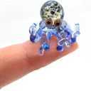 Octopus Tiny Micro Figurines Hand Blown Color Glass Art Animals Collectible Gift Home Decor (Marble Blue)