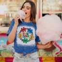 Autism Awareness Shirt Women Autism Support Acceptance Shirts Casual Puzzle Piece Bleached Tee Tops (Blue, S)