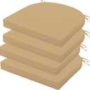 Outdoor Chair Cushions Set of 4, 17 x 16 Inch Patio Furniture Cushions, Water Resistant, Non-Slip Ties (Khaki)