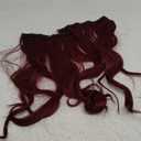 Clip in Extension 22 Inch Long Wavy Synthetic Seamless Curled Clips on Hair Extensions 4PCS Hairpieces Soft and Not Easily Knotted for Women Burgundy