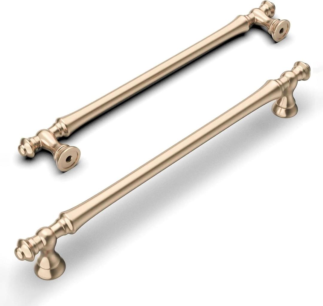 Amerdeco 10 Pack Brushed Brass Cabinet Pulls 6.3 Inch(160mm) Hole Center Cabinet Hardware Gold Kitchen Cabinet Handles for Bathroom Drawer Pulls Dresser Pulls ZH0014