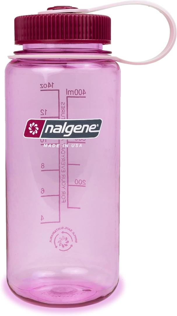 Nalgene Sustain Tritan BPA-Free Water Bottle Made with Material Derived from 50% Plastic Waste (using ISCC certified mass balance), 16 OZ, Wide Mouth, Cosmo (16.9 Ounces)