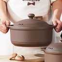 Natural Terracotta Casserole with Lids Clay Pots for Cooking, Unglazed Earthenware Rice Pots (T3-2.64QT)