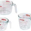 Pyrex Essentials (3-Pack) Glass Measuring Cups Set, (1, 2 & 4 Cup) Measuring Cups For Prepping, Baking and Cooking, Preheated Oven, Dishwasher, Freezer, and Microwave Safe