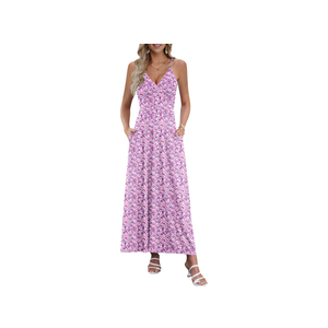 AUSELILY Womens Summer Dress 2025 Sleeveless V Neck Formal Party Evening Cocktail Long Dress with Pockets,L