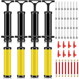 Chumia 8 Sets Ball Pumps Air Pump Bulk for Balls with Needle, Nozzle, Extension Hose Sports Ball Tool for Soccer Basketball Football Volleyball (Black, Yellow)