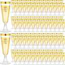 Zhehao 100 Pcs Plastic Gold Champagne Flutes Bulk 2026 New Years Eve Party Supplies 5 oz Disposable Wine Glass Gold Rim Champagne Glasses for New Years Eve Toasting Drinking Party