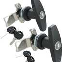 2PCS T Handle Lock Keyed Alike RV Garage Cabinets Letter-Box Drawer Black (3"x2.3")