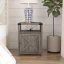 Farmhouse Nightstand Set of 2 with Storage, Rustic End Table, Grey, 17.7 x 17.7 x 23.6 inches