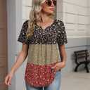 Zeagoo Short Sleeve Shirts for Women Vneck T-Shirt Boho Work Blouses Summer TunicTops for Leggings Dressy Casual S