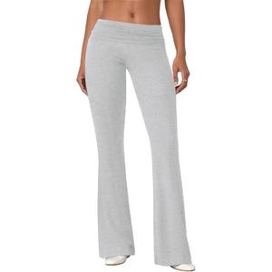 Flare Leggings for Women Fold Over Yoga Pants Stretch Bell Bottom Y2K Lounge Casual Sweatpants (X-Large, Light Grey)