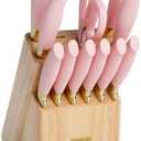 Paris Hilton 12-Piece Knife Set with Block, High-Carbon Stainless Steel Cutlery, Precision Blades and Ergonomic Handles Kitchen Knife Set, Pink