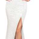 VFSHOW Womens Formal Sexy Halter High Slit Prom Wedding Guest Maxi Dress 2023 Illusion Sweetheart Neckline Evening Long Gown, X-Large, Off White Floral Lace