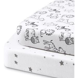 Beberoad Love 2 Pack Baby Bassinet Sheets, 100% Cotton Soft Universal Fitted Sheets for Oval, Hourglass and Rectangular Bassinet Mattress Pad-Elastic Washable, White, 32 x 18 x 3 Inches