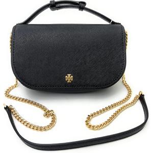 Tory Burch Emerson Top Handle Women's Saffiano Leather Crossbody Bag (Black)