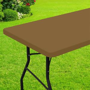 Smiry Rectangle Picnic Table Cloth, Waterproof Elastic Fitted Tablecloths for 4 Foot Tables, Washable Polyester Table Cover for Camping, Indoor and Outdoor (Brown, 30"x48")