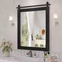 Black Farmhouse Mirror for Wall, 22x30 Inch Wood Framed Rectangle Bathroom Vanity Mirror, Barn Door Style Mirrors Decor Mirror for Living Room Bedroom Entryway
