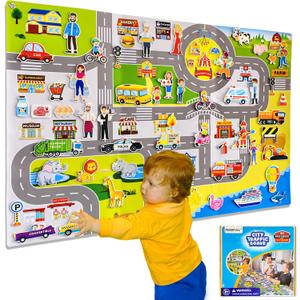 Transportation Felt Story Board Set ,40*28in Flannel Board for Wall ,95 Felt Pieces,Preschool Storytelling ,Vehicles,Career Image Dress-Up,Zoo Learning Interactive,for 3 years +,Gift for Toddlers