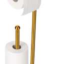 Toilet Paper Holder with Tray at The Top, Sturdy Marble Base No Wobby, Holding Extra 3 Toilet Paper Rolls As Spare Use, Freestanding No Drilling (Gold)