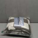 CozeCube Super Soft Fullfy Microfiber Reversible Knitted Blankets, Warm Cozy Fuzzy Plush Throw, Olive Green and White Checkered Throw Blanket for Couch Bed Sofa, 50" x 60"