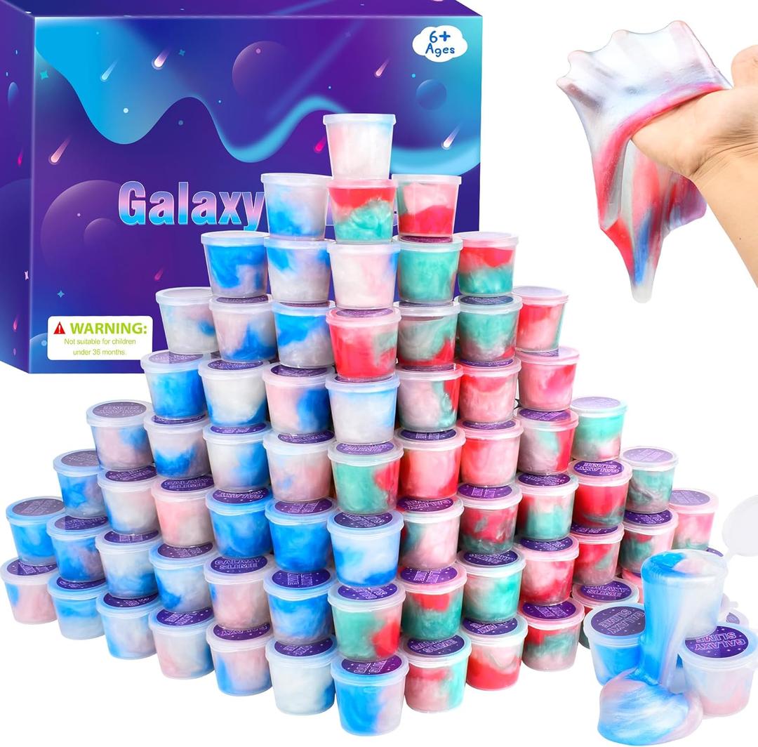 70 Pack Mini Slime Kit, Galaxy Slime Easter Party Favors, Stretchy Slime Kit for Classroom Prizes, Kids Stress Relief Toys, Christmas Stocking Stuffers, Goodie Bag Stuffers for Boys and Girls 5-12.