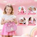 YOOLIFE Personalized Gifts for Girls Kids - Girls Kids Crossbody Bag Purse | Initial Pink Purses for Girl Kid Toddler Wallet, 3 4 5 6 7 8 Year Old Girl Birthday Gifts for Daughter Sister Pink B