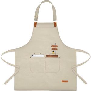 APRONPANDA Chef Apron for Men Women with Pockets Adjustable Strap, Water Repellent Apron for Cooking, Baking