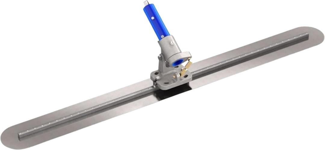 Bon Spring Steel Fresno Trowel 48 in. x 5 in. Round End Concrete Finishing Blade with Rock n Roll Adjustable Bracket, Universal Mounting System for Large Flatwork