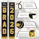 8 x OHOME Graduation Decorations 2026 - Black Congrats Grad Porch Banner for Graduation Party Decorations - Class of 2026 - Party Favors Supplies Backdrop Yard Signs Decor