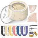 KeShi Waxing Kit, Painless Hair Removal Wax Warmer with 6 Bags Hard WaxBeans for Full Body, Legs, Face, Eyebrows & Bikini Ideal for Both Women & Men(Cream)