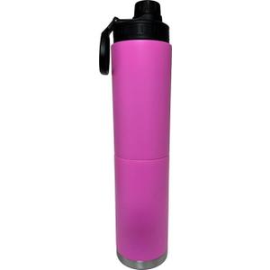 BENTO BOTTLE - Stainless Steel Vacuum Insulated Coffee & Water Bottle, Hot & Cold Beverages - Easy Drink Lid, 32 Fl Oz (900 mL) (Two 16 Fl Oz) Drink Compartments and Solid Storage Base (Rose Red)