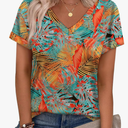 WEESO Womens T Shirts Short Sleeve Summer Tops Cute V Neck Casual Blouses Large