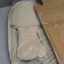 Chezope Leather Seat Covers, Beige Car Seat Covers Front Pair, Breathable Car Seat Protectors, Wear-Resistant Car Accessories, Universal Fit for Most Cars,SUVs Truck (Beige-Stripes, Front Pair)