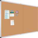 VIZ-PRO 60" x 36" Large Cork Bulletin Board, Foldable & Wall-Mounted Notice Pin Board with Silver Aluminum Frame, for School Home Office - 5' x 3' Corkboard