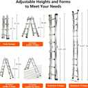 Telescoping A Frame Ladder Extension Ladders for Outdoor Home Use, Multi Position Ladders Adjustable Ladder for Stairs, Indoor, Roof and Rv Use, Steel, 330 Lbs Capacity