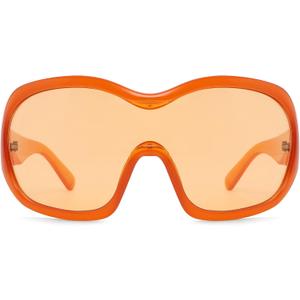 Oversized Trendy Wrap Around Sunglasses for Women Men - Cool Concert shades 2000s Retro Round Big Shield Glasses (Orange)