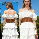 Wedtrend Corset Belt for Women Wide Belts for Women Dresses Elastic Leather Lace Underbust Belts Vintage Stretch Pirate Belt (Brown, L)
