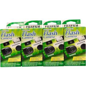 Fujifilm QuickSnap Flash 400 One Time Use 35mm Camera with Flash, 27 Exposures, 4-Pack