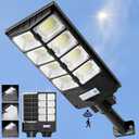 ZJOJO Solar Street Lights Outdoor Waterproof, 6500K 448 LEDs Solar Parking Lot Lights Dusk to Dawn, Solar Flood Light Wide Angle Motion Sensor and Remote Control for Area Lighting Yard 1-Pack (448 leds*1)