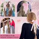 8 Pcs Pink Hair Bows for Women Silky Satin Hair Bows Clips for Ponytail Holders Hair Ribbon with Long Tails Vintage Hair Barrettes Hair Accessories for Girls Bridesmaid