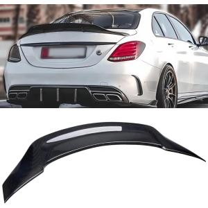 Real Carbon Fiber Rear Spoiler Compatible with 2015-2021 Benz W205, R Style Duckbill Trunk High Kick Tail Deck Lid Splitter Wing Lip fits for C63 C180 C200 C250 C300 C350 C400 C450 C43 AMG