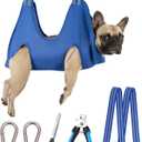 10 in 1 Pet Grooming Hammock Harness with Nail Clippers/Trimmer, Nail File, Dog Hammock/Grooming Sling for Nail Trimming/Clipping (Medium/Under 36 LB, Blue)