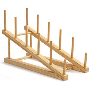 HBlife Bamboo Wooden Dish Drying Rack for Kitchen Counter, 1 PCS Dish/Book/File/Plate/Bowl/Cup/Cutting Board/Pot Lid Organizer for Kitchen, Office, Display Cabinet, Grocery Store, Supermarket