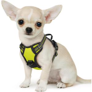 Eagloo Small Dog Harness No Pull, Service Vest with Reflective Strips and Control Handle, Adjustable and Comfortable for Easy Walking, No Choke Pet Harness with 2 Metal Rings, Green, XS