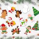 50Pcs Christmas DIY Diamond Stickers, Make-a-face Sticker Make Your Own Characters Sticker, Xmas Tree Santa Claus Snowman Elf Gingerbreadman Hanging Ornament for Xmas Party Favor Supplies Decor